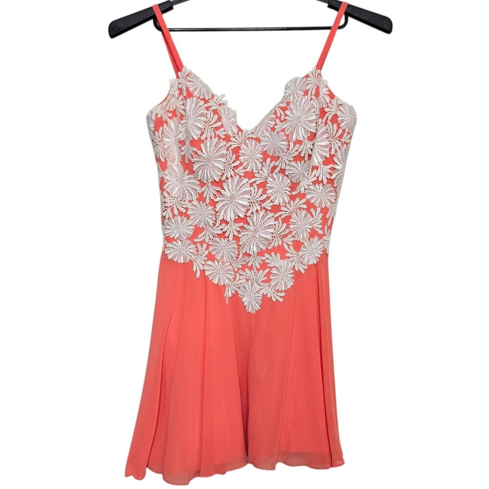 Vintage Alyce Designs Mini Dress Size 10 Orange White Flirty Twirl Floral